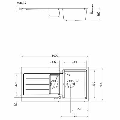 ELLSI COMITE MATT WHITE 1.5 BOWL & DRAINER SINK, PDT-000102 ELLSI COMITE MATT WHITE 1.5 BOWL & DRAINER SINK, PDT-000102